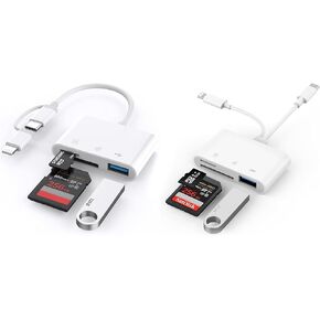 SD Card Reader for iPhone, iPad, USB C Lightning Dual Port Adapter, Built-in Lightning USB-C Dual Port SD Card Adapter with SD MicroSD USB 3 Slots Trail Camera M in Saudi Arabia