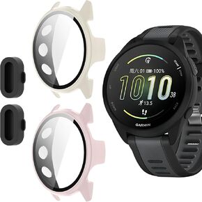 2 Pack for Garmin Forerunner 165 & 165 Music Smartwatch Screen Protector Case,Full Coverage HD Ultra-Thin Scratch Resistant Case,Charger Port + Hard PC Protective with Built-in Tempered Film(Clear) in Saudi Arabia