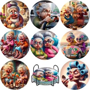 8 PCS GNOME Diamond Art Coasters مجموعات مع حامل ، Gnome Coffee Diamond Coasters مجموعات للبالغين ، DIY 5D Diamond Dots Small Mini Kit Full Drill Art Craft Supplies 4 × 4 بوصة in Kuwait