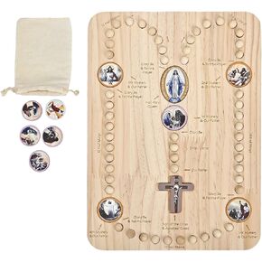 RERUICO Wooden Rosary Board with 54 Rosary & 22 Mysteries Prayer Cards - Montessori Educational Toy for Kids to Learn Pray in Saudi Arabia
