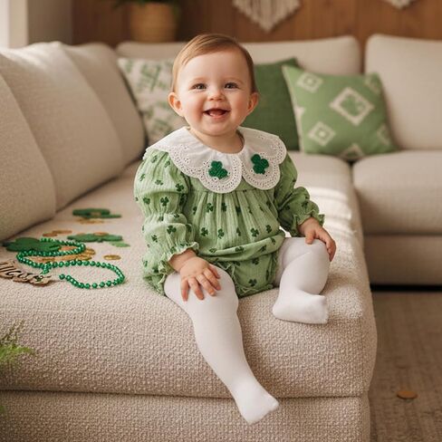 Baby Girl St Patricks Day Outfits Long Sleeve Letter Embroidery Romper with Headband Set Newborn Spring Clothes in Saudi Arabia