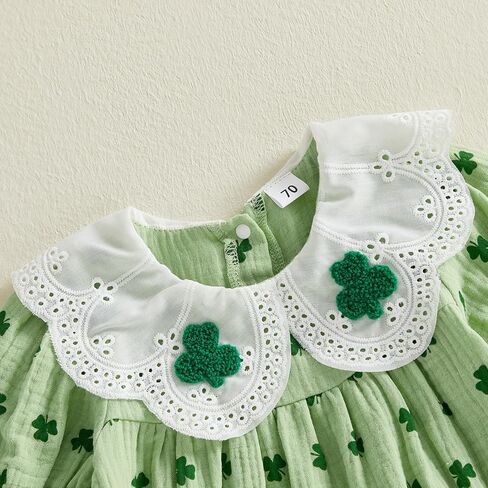 Baby Girl St Patricks Day Outfits Long Sleeve Letter Embroidery Romper with Headband Set Newborn Spring Clothes in Saudi Arabia