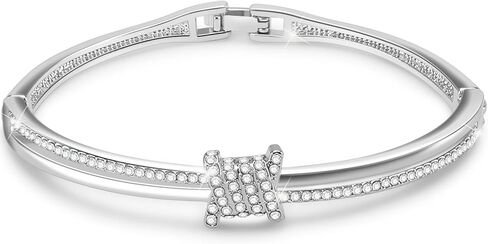 أساور الأميرة للنساء، أساور قابلة للتعديل مطلية بالذهب عيار 18 قيراط مع فكرة هدية كريستالية بيضاء للنساء in Kuwait