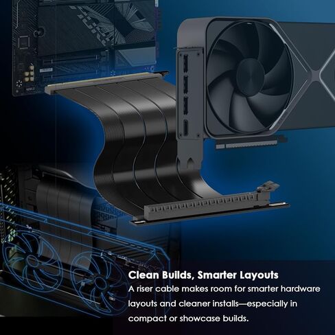 كابل PCIe 6.0 PCIe x16 Riser (10 سم) - امتداد وحدة معالجة الرسومات ذات الزاوية اليمنى عالية السرعة، شريط مرن مسطح للتركيب الرأسي وSFF، الجيل الخامس المتوافق مع الإصدارات السابقة، محمي بسرعة 128 جيجابايت/ثانية لمحطة العمل in Kuwait