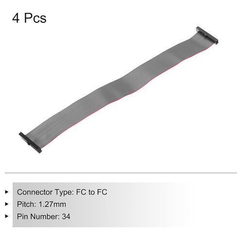 MECCANIXITY IDC 34Pin كابل الشريط المسطح، 1.27 مم الملعب FC إلى FC موصل 20 سم طول سلك الطائر الرمادي للكمبيوتر شاشة LED DVD، 4 قطع in Saudi Arabia