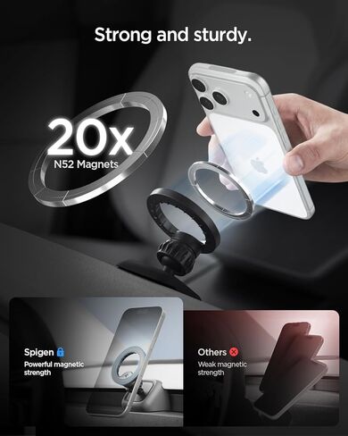 Spigen Tesla Air Vent Magsafe Mount [Upgraded Magnets & Optimized for FSD] Tesla Accessories Magnetic Phone Mount for 2025 2026 Model Y Juniper & 2024+ Model 3 Highland Standard & Premium in Kuwait