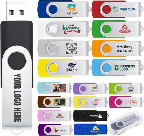 محركات أقراص فلاش USB مخصصة سعة 4 جيجا بايت 500 قطعة محرك أقراص USB مخصص مع شعار/نص، محرك أقراص ترويجي USB 2.0 مخصص على الوجهين للمكتب/المدرسة/الشركة/التصوير الفوتوغرافي in Kuwait