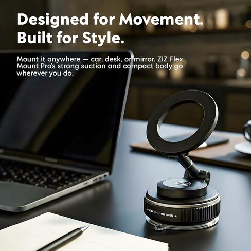 Heavy Duty Magnetic Phone Holder Vacuum Suction Mount Foldable, 360° Adjustable, Car/Office/Gym - Dashboard, Windshield, Window, Mirror, Universal Mount - Magsafe Compatible, iPhone, Samsung, Pixel in Saudi Arabia