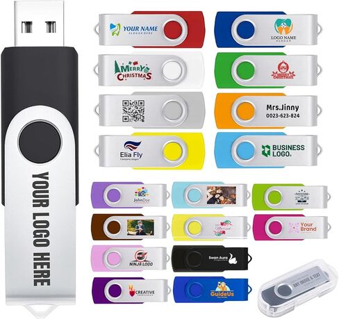 محركات أقراص فلاش USB مخصصة سعة 4 جيجا بايت 500 قطعة محرك أقراص USB مخصص مع شعار/نص، محرك أقراص ترويجي USB 2.0 مخصص على الوجهين للمكتب/المدرسة/الشركة/التصوير الفوتوغرافي in Kuwait
