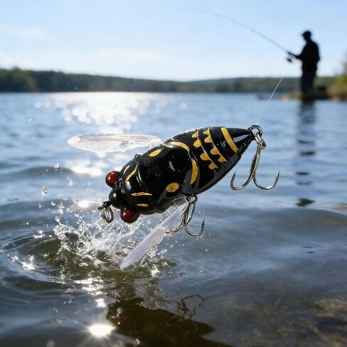 Headbanger Lures, Black Realistic Insect Fishing Lures with Sharp Treble Hooks, Topwater Hard Bait for Freshwater Fishing in Saudi Arabia