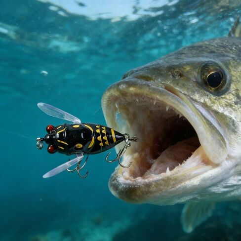 Headbanger Lures, Black Realistic Insect Fishing Lures with Sharp Treble Hooks, Topwater Hard Bait for Freshwater Fishing in Saudi Arabia