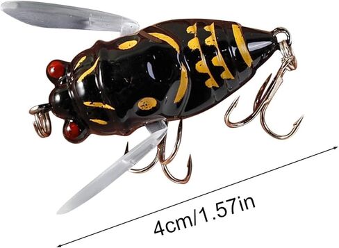 Headbanger Lures, Black Realistic Insect Fishing Lures with Sharp Treble Hooks, Topwater Hard Bait for Freshwater Fishing in Saudi Arabia