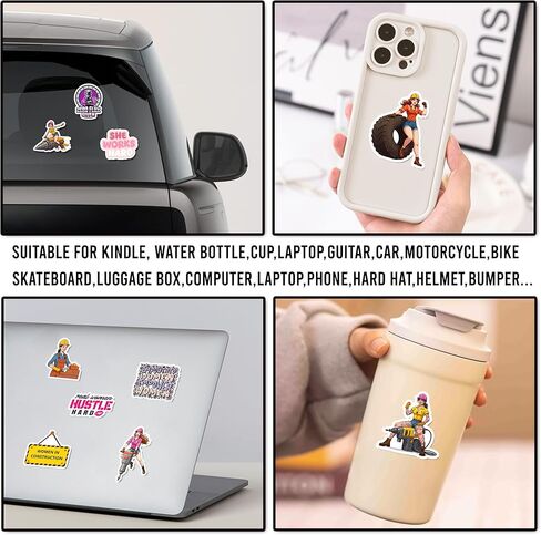 50 Pcs Women Hardhat Sticker Female Blue Collar Stickers Waterproof Vinyl Inspiring Career Decals Water Bottle Helmet Fridge Toolbox Phone Laptop Hard Hat Christmas Gifts for Girls Ladies Mom in Saudi Arabia