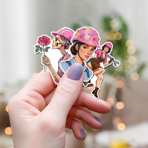 50 Pcs Women Hardhat Sticker Female Blue Collar Stickers Waterproof Vinyl Inspiring Career Decals Water Bottle Helmet Fridge Toolbox Phone Laptop Hard Hat Christmas Gifts for Girls Ladies Mom in Saudi Arabia