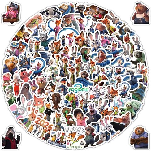 103 Pcs Anime Theme Stickers, Animals Cute Stickers, Movie Sticker Decorative Items Suitable for Phones, Tablets, Water Bottles, Refrigerators, Guitars, Scooters, Suitcases,and More in Kuwait