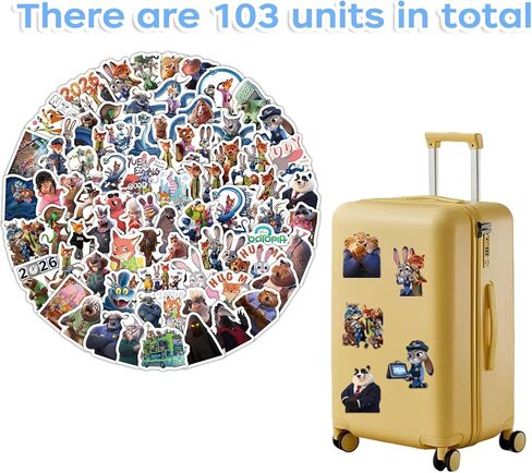 103 Pcs Anime Theme Stickers, Animals Cute Stickers, Movie Sticker Decorative Items Suitable for Phones, Tablets, Water Bottles, Refrigerators, Guitars, Scooters, Suitcases,and More in Kuwait