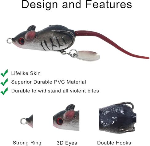 طعم الفئران، طُعم صيد الفأر، طعوم مائية علوية لصيد الأسماك، خطافات تهزهز من الفئران الناعمة الخالية من الأعشاب للمياه المالحة والمياه العذبة in Kuwait