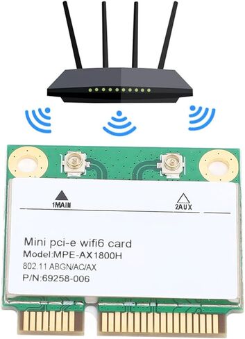 بطاقة واي فاي Bewinner AX1800H 1800 ميجابت في الثانية، نطاقات 2.4 جيجا و5 جيجا، معدل لاسلكي 574 ميجابت في الثانية و1200 ميجابت في الثانية، MU MIMO، Mini PCIe، متوافقة مع الكمبيوتر المحمول، سطح المكتب، الكمبيوتر اللوحي والمزيد in Kuwait