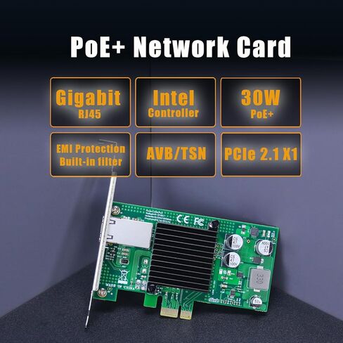 GLOTRENDS ST7225 PoE+ Network Card with AVB/TSN Function, Gigabit Ethernet RJ45 LAN Port, PCIE 2.1 X1 Interface, Regular & Low Profile Bracket in Saudi Arabia