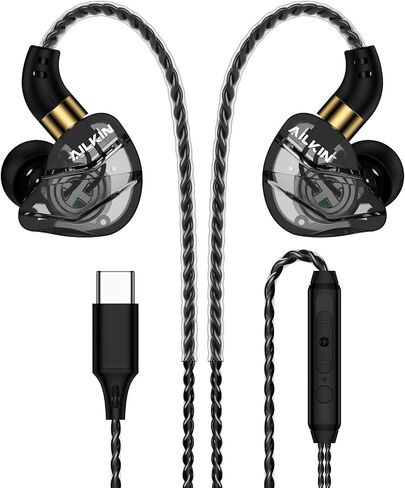 USB C in Ear Monitor Earbuds, HiFi Wired IEM Headphones with Microphone, Over Ear Gaming Earphones for iPhone 15 16 17 Pro Max Samsung S24 S25 Pixel Android, Type C Headphones with Noise Cancelling in Saudi Arabia