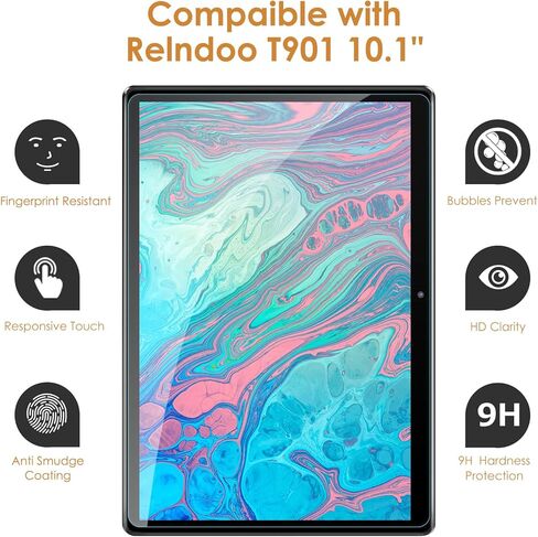 واقي شاشة مكون من قطعتين متوافق مع Relndoo T901 10.1" 2025، زجاج مقسى [وضوح HD] [9 صلابة] [مضاد للخدش] in Kuwait