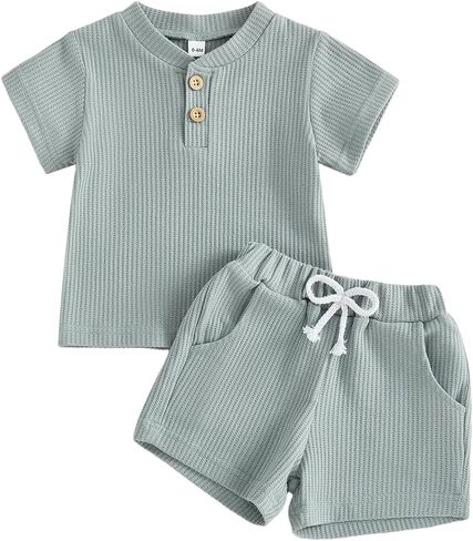 Baby Boys Clothes Set Plain Casual Linen T Shirt And Shorts Set 3 6 9 12 24 Months 1t 2t 3t 4t Summer Outfit in Saudi Arabia