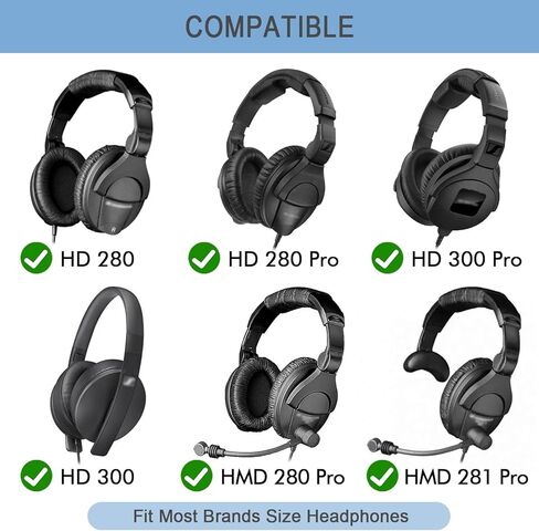 غطاء رأس واقي GEVO لسماعات Sennheiser HD280 / HD 280 Pro / HD300 / HD 300 Pro / HMD280 Pro / HMD281 Pro، لا مزيد من الجلد المتقشر، سهل التركيب، لا حاجة لأي أداة | أسود in Kuwait
