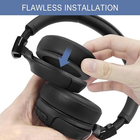 وسائد أذن بديلة من GVOEARS لـ JBL Tune 450BT / Tune 460BT / Tune 500BT / Tune 510BT / Tune 520BT / JR 300BT / JR 310BT / E40BT، وسائد الأذن مع جلد البروتين وإسفنج الذاكرة - أسود in Saudi Arabia