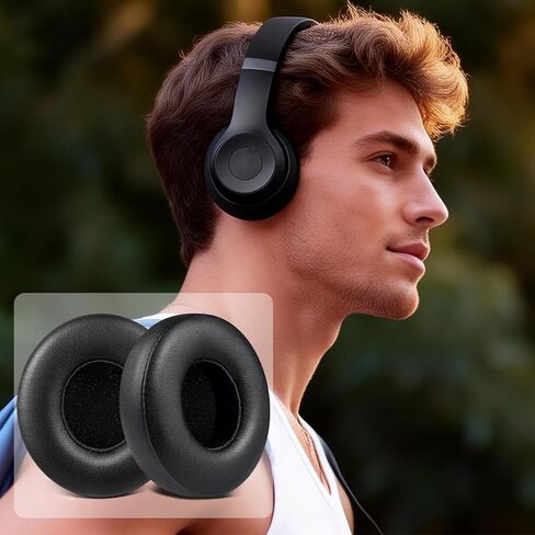 وسائد أذن SOULWIT بديلة لسماعات Beats Solo 4 اللاسلكية فوق الأذن، وسائد أذن Solo4 مع جلد بروتين ناعم، رغوة عازلة للضوضاء عالية الكثافة، سمك إضافي - أسود in Kuwait