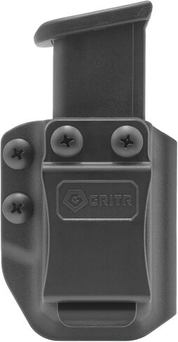 حامل مجلات مسدس GRITR IWB/OWB - حامل ماج يناسب 9 مم / 10 مم / .357 / .40 / .45 مكدس مزدوج، 9 مم / .40 / .45 مجلات مكدسة واحدة مع مشبك حزام 1.5 بوصة، احتفاظ قابل للتعديل وغير قادر - يتضمن مفتاح ألين in Kuwait