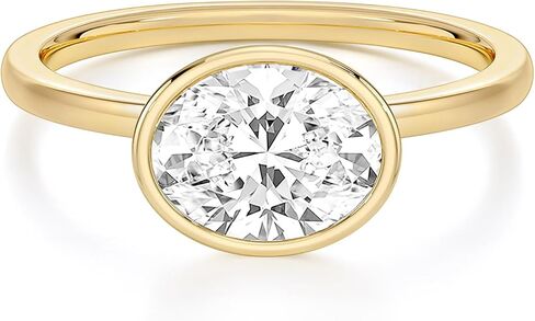 EAMTI 3CT 925 Sterling Silver Engagement Rings for Women Oval Cut Cubic Zirconia Wedding Bands 14K Gold Plated Bezel Promise Rings for Her Size 4-10 in Saudi Arabia