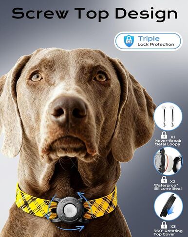 for Airtag Dog Collar Holder | Waterproof Dog Airtag Holder - for Air Tag Collar with Metal Loops, Durable, Lightweight, Fits 1'' Airtag Pet Collar (Black) in Saudi Arabia