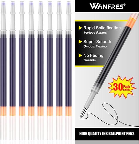 Gel Ink Ballpoint Pen Refills 0.7mm, Black 30 Count, Retractable Press-On Pen Barrel Ink Refills, Compatible with Pilot G2 Pentel Energel Jetstream Sharpie S-Gel Uniball Signo Zebra Sarasa in Saudi Arabia
