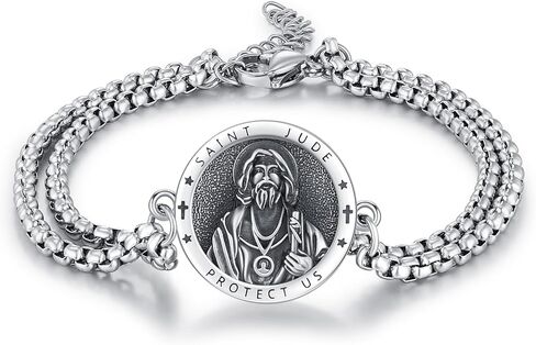 St Michael Bracelet for Men 925 Sterling Silver Archangel Saint Michael Bracelet Religious Protector Jewelry Birthday Gift for Men Women Stainless Steel chain7+2 Inch in Saudi Arabia
