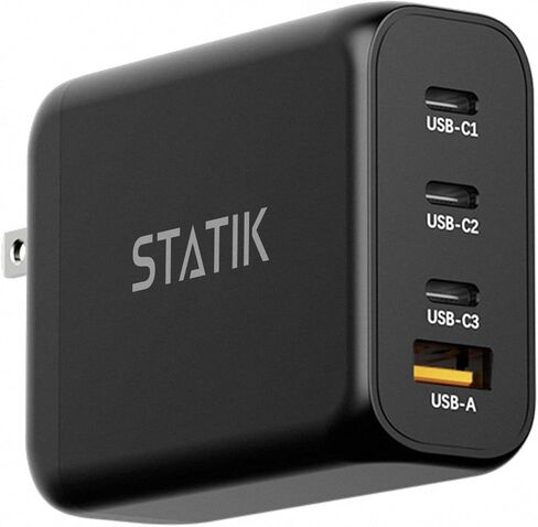 STATIK 100W GaN Charger Super Fast Charger Block USB C - 3 Ports Wall Charger Block Type C Plug Adapter, High-Speed Power Compatible with MacBook Pro Air, iPhone, Samsung, Laptop Chargers & adapters in Kuwait