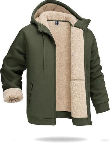 Boladeci Men's Full Sherpa Hoodie Zip Up Sweatshirts Winter Heavyweight Thermal Warm Thick Fleece Cotton Hoodie in Saudi Arabia