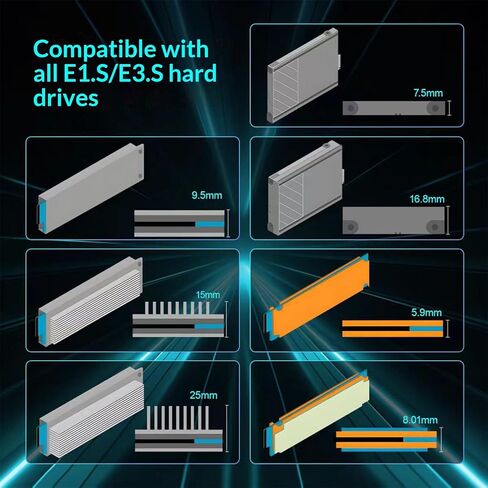 محولات PCIe 5.0 E1S عالية بما في ذلك مروحة التبريد لمصفوفات محركات الأقراص الصلبة NVMe في مروحة تخزين عالية الكثافة مبردة in Kuwait