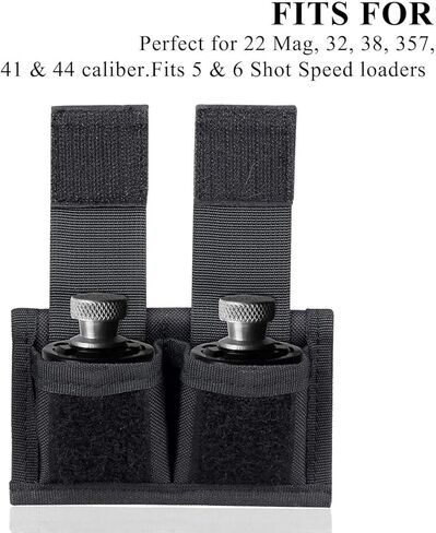 Speed Loader Pouch Case Holder Nylon Tactical Double Speedloader Belt Universal Fit .357 .44 Most from .38 to .45 Colt / 2 Packs in Saudi Arabia