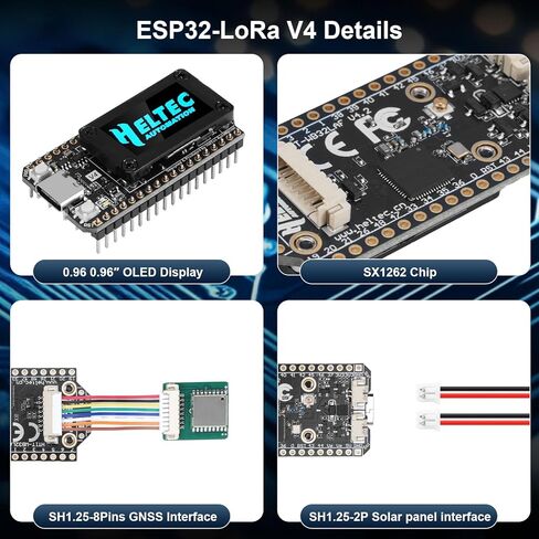 لوحة ESP32 LoRa V4 لوحدة Meshtastic وLora V4 WiFi Bluetooth مع هوائي GPS / 915 ميجا هرتز وبطارية 3000 مللي أمبير في الساعة وشاشة OLED مقاس 0.96 بوصة شريحة SX1262 ESP32-S3R2 MCU مع أجهزة Arduino IoT Meshtastic in Kuwait