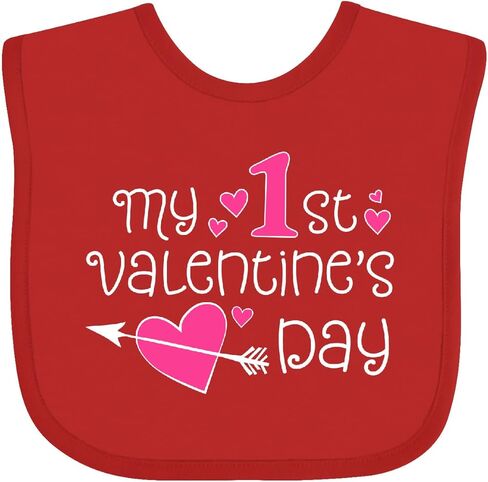 inktastic My First Valentines Day Pink Hearts and Arrow Baby Bib in Saudi Arabia