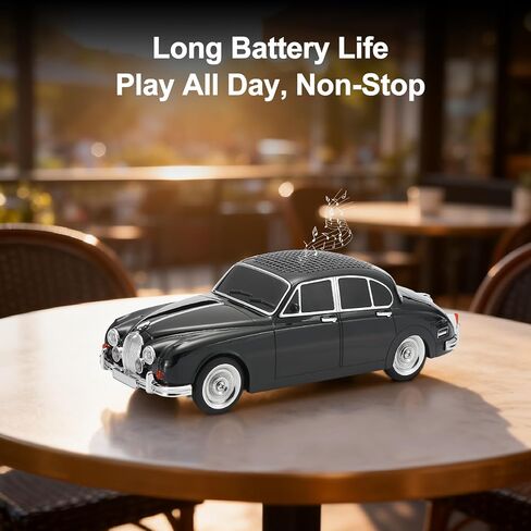 WS-596 Retro Sedan Bluetooth Car Replica Speaker – Portable Wireless Model with HD Sound, TWS Stereo Pairing, FM Radio, USB/TF Playback, LED Headlights & Taillights, Built-in Mic (Black) in Saudi Arabia