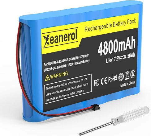 حزمة بطارية ليثيوم بديلة 4800 مللي أمبير في الساعة 7.2 فولت لـ ADT DSC 6PH-H-4/3A3600-S-D22، IMPASSA 9057 SCW9057 SCW9055 BH7236-SS 17000145 17000152 لوحة تحكم نظام الإنذار مع أداة، موصل 2 دبوس in Kuwait