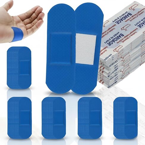 120 عبوة من الضمادات اللاصقة الزرقاء لخدمات الطعام وتقديم الطعام، قابلة للكشف عن المعادن، شرائط قماش منسوجة مقاومة للماء مقاس 1 بوصة × 3 بوصة in Kuwait