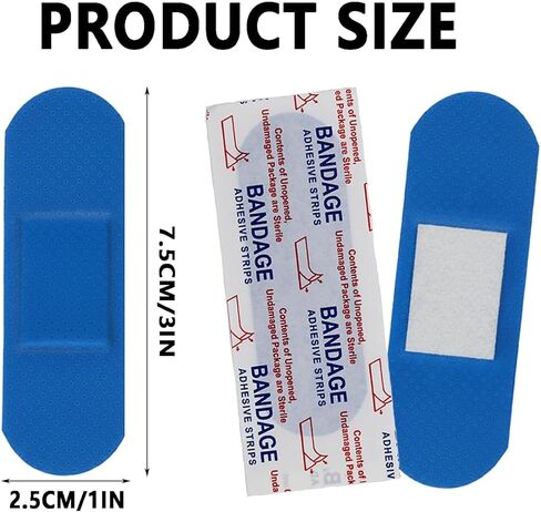 120 عبوة من الضمادات اللاصقة الزرقاء لخدمات الطعام وتقديم الطعام، قابلة للكشف عن المعادن، شرائط قماش منسوجة مقاومة للماء مقاس 1 بوصة × 3 بوصة in Kuwait