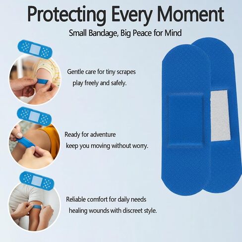 120 عبوة من الضمادات اللاصقة الزرقاء لخدمات الطعام وتقديم الطعام، قابلة للكشف عن المعادن، شرائط قماش منسوجة مقاومة للماء مقاس 1 بوصة × 3 بوصة in Kuwait