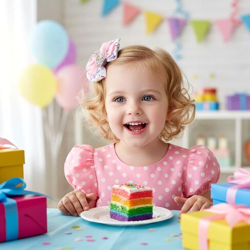 Sparkly Number 2 Birthday Hair Bow with Sprinkle, Sweet Outfit Pink Pigtail Hair Bows for 2 3 4 5 6 7 Years for Baby Girls Two 2nd Second Birthday in Kuwait