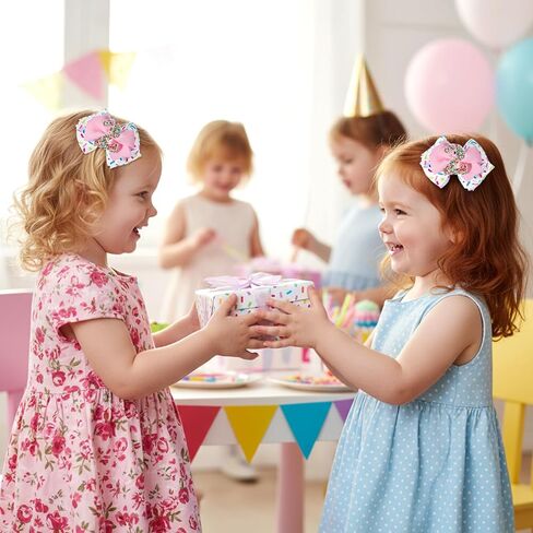 Sparkly Number 2 Birthday Hair Bow with Sprinkle, Sweet Outfit Pink Pigtail Hair Bows for 2 3 4 5 6 7 Years for Baby Girls Two 2nd Second Birthday in Kuwait