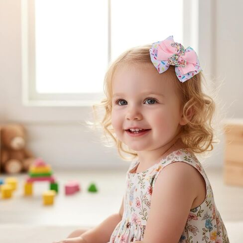 Sparkly Number 2 Birthday Hair Bow with Sprinkle, Sweet Outfit Pink Pigtail Hair Bows for 2 3 4 5 6 7 Years for Baby Girls Two 2nd Second Birthday in Kuwait