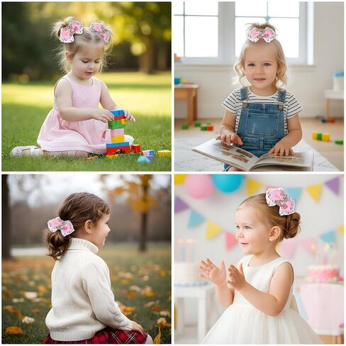 Sparkly Number 2 Birthday Hair Bow with Sprinkle, Sweet Outfit Pink Pigtail Hair Bows for 2 3 4 5 6 7 Years for Baby Girls Two 2nd Second Birthday in Kuwait