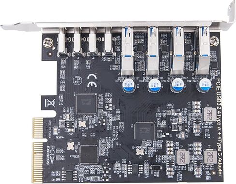 PCIe to USB3.2 20Gbps Expansion Card 8 Port Adapter with 4 USB TypeA and 4 USB Type C Ports ASM3142+VL822 for Desktop in Kuwait